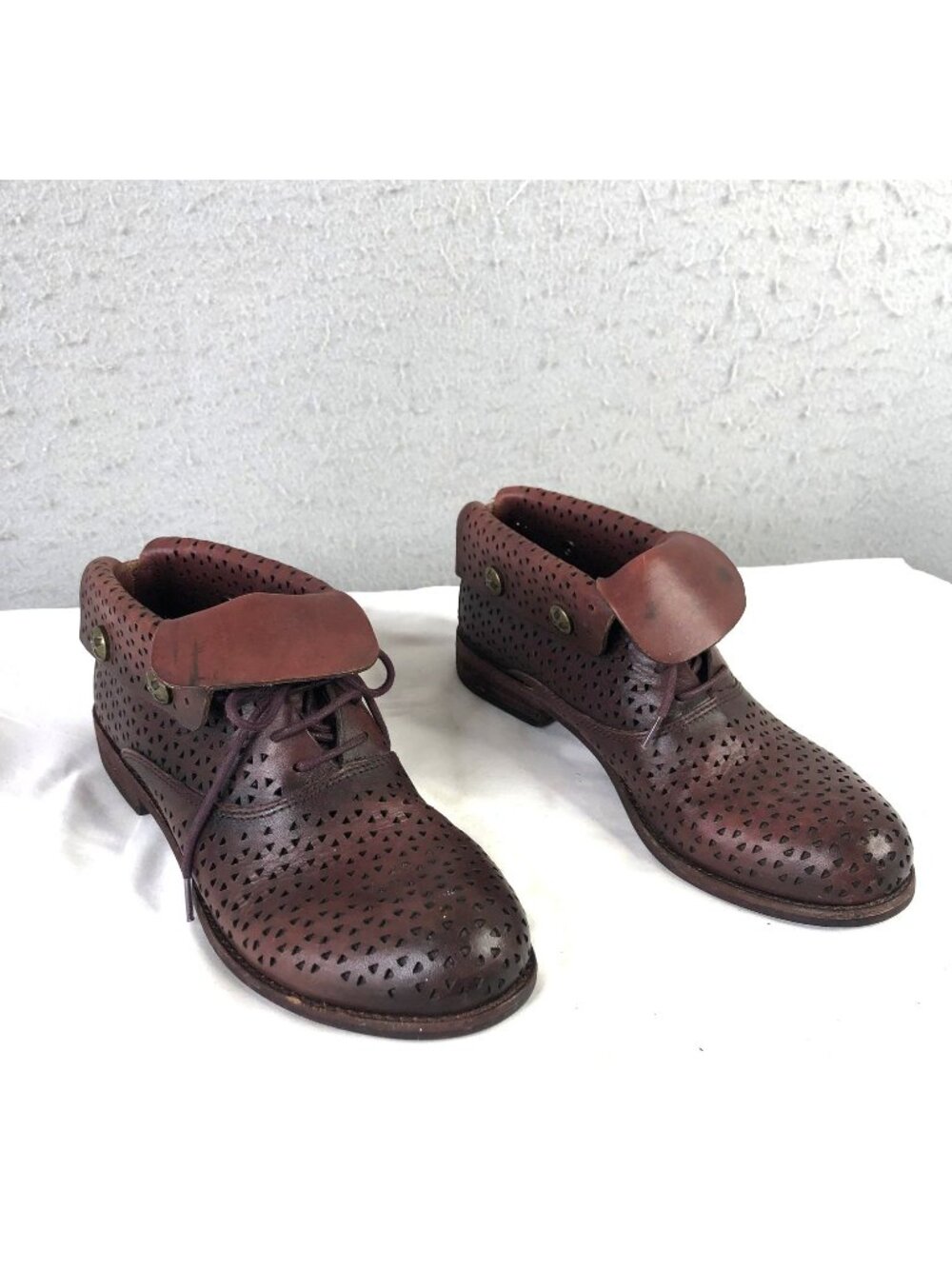 Patricia Nash Boots Womens Size 7 Brown Leather Perforated Sabrina Oxblood Booti